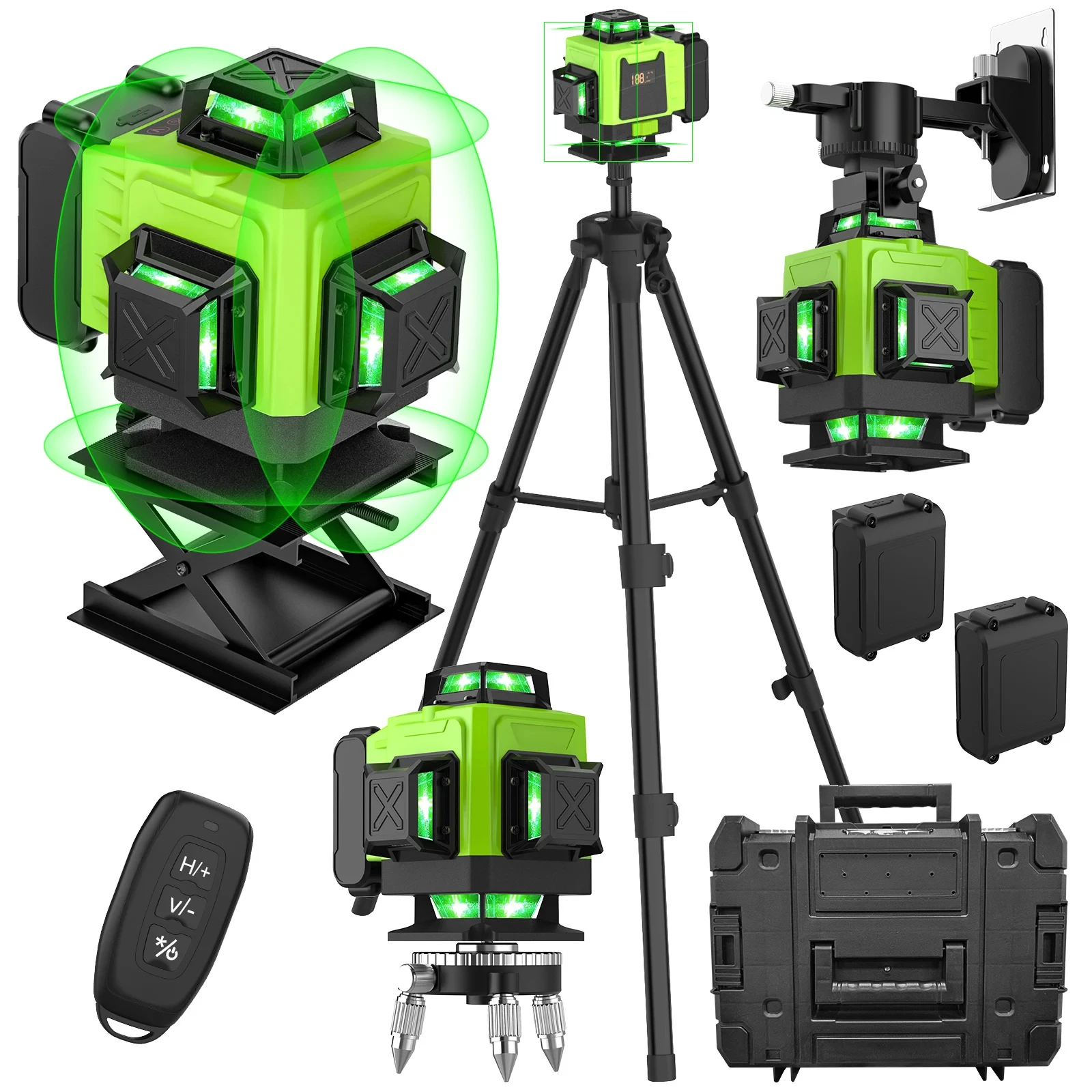 Selbstnivellierender Laser-Level 16 Linien 4D mit Magnetfuß & Stativ, 360° °   Drehbar, für Hausrenovierung, Bauarbeiten, Tischlerei