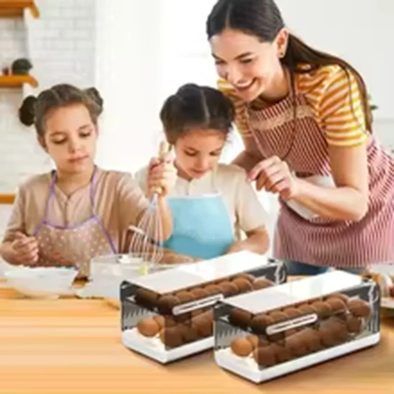 A05G-Anti-Drop Egg Aufbewahrungsbox Kühlschrank Seitentür Slide-Typ Automatisches Roll-Out-Gerät Küchentisch Frische Eierbox