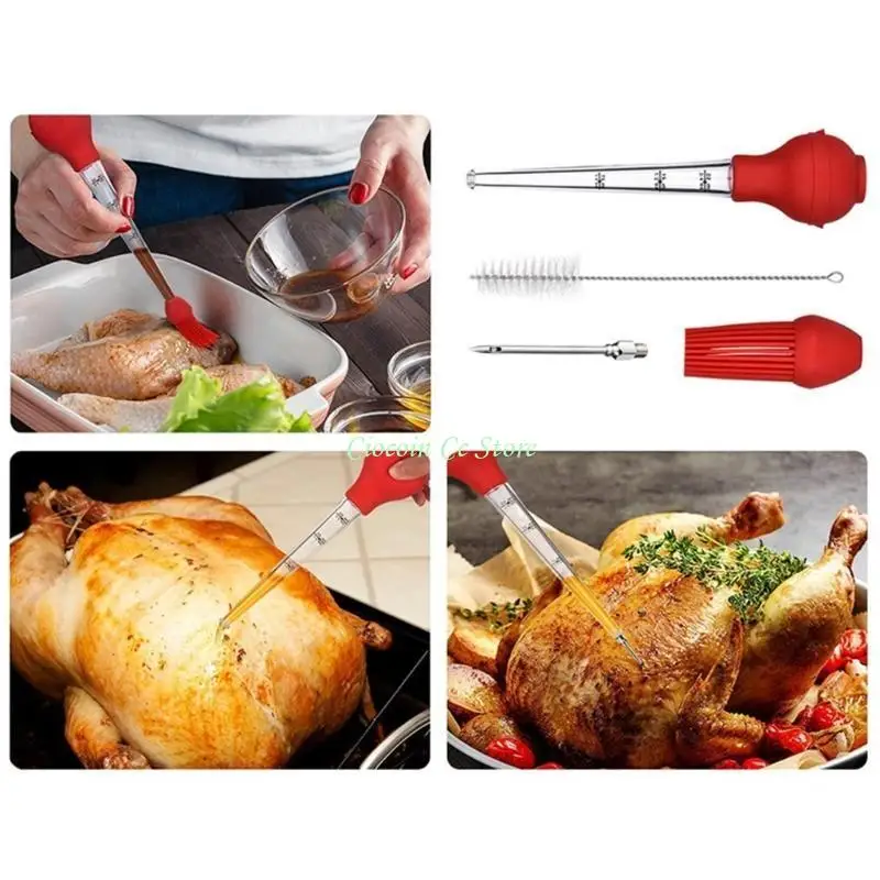 X90F Turkey Baster Injector Needle Barbecue Tools Kitchen Assessoy Silicone Material