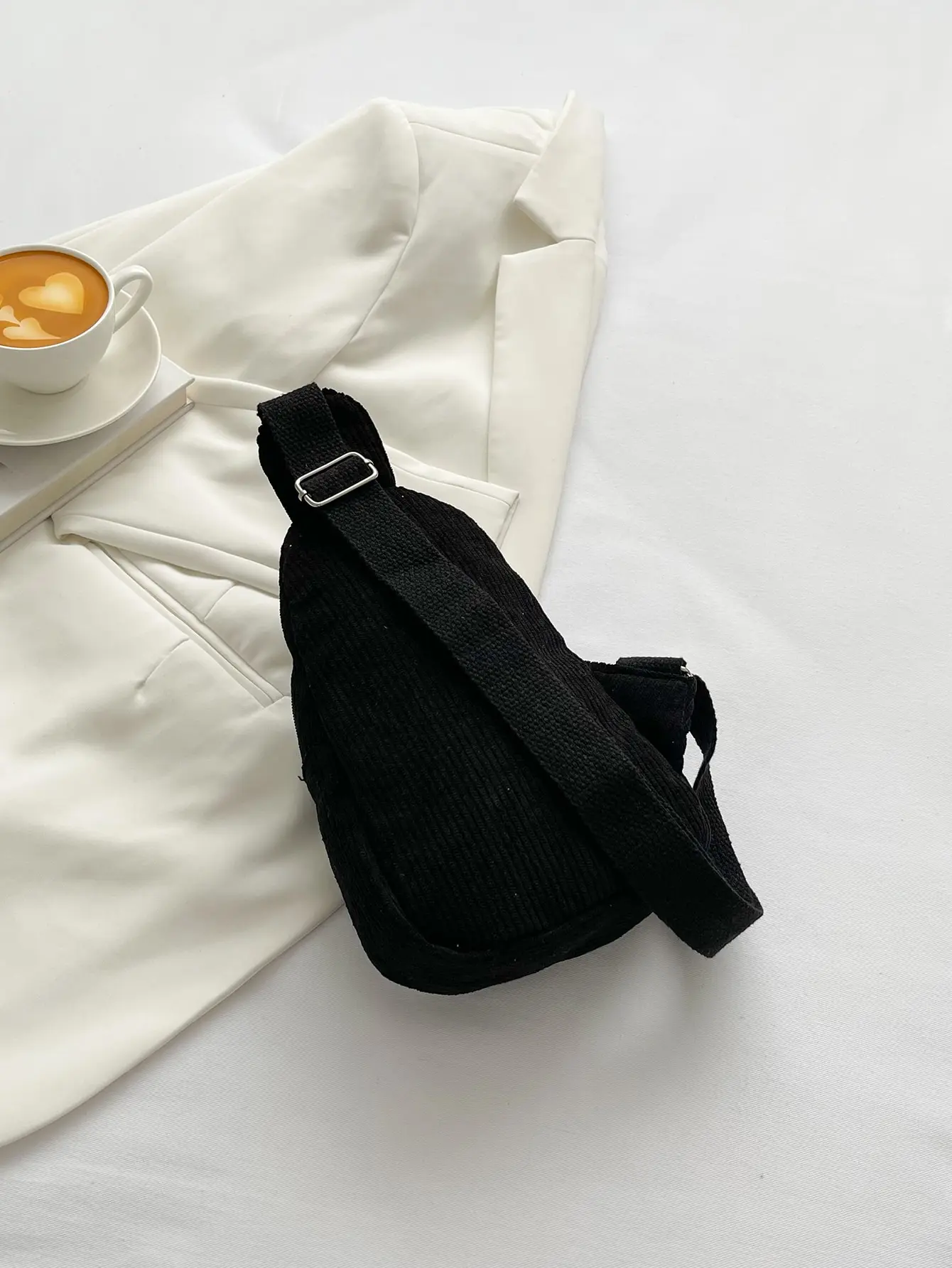 Chest bag corduroy men\'s chest bag casual lightweight waist bag Korean style versatile pure color crossbody small bag simple corduroy shoulder