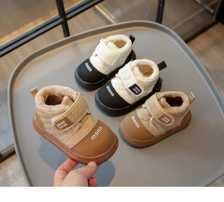Winter Kids Baby Snow Boots Children Outdoor Warm Plush Cotton Boots Toddler Boys Girls Soft-soled Non-slip Comfortable