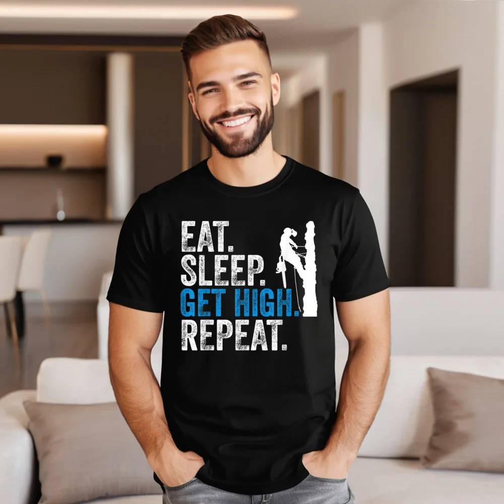 Discount Youth Tees Eat Sleep Get High Repeat Normal T-shirts Cotton Short Sleeve Letter Tops Shirts Crew Neck