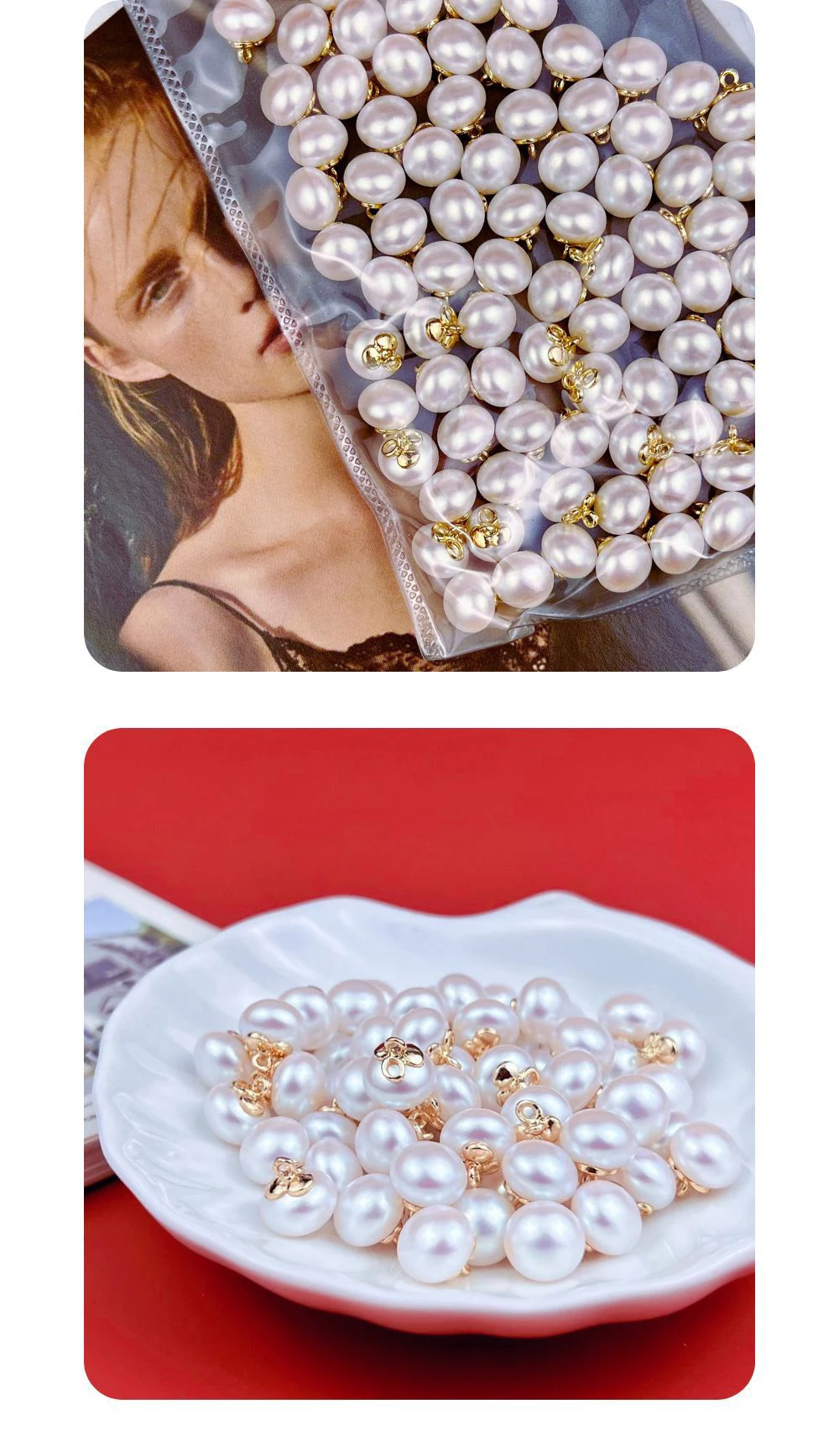 10 Stück Perlenknöpfe zum Nähen von Kleidung, DIY-Handwerk, hochwertige künstliche Perlen aus Metall, dekorativer Knopf, Kleidungszubehör – Detail 2