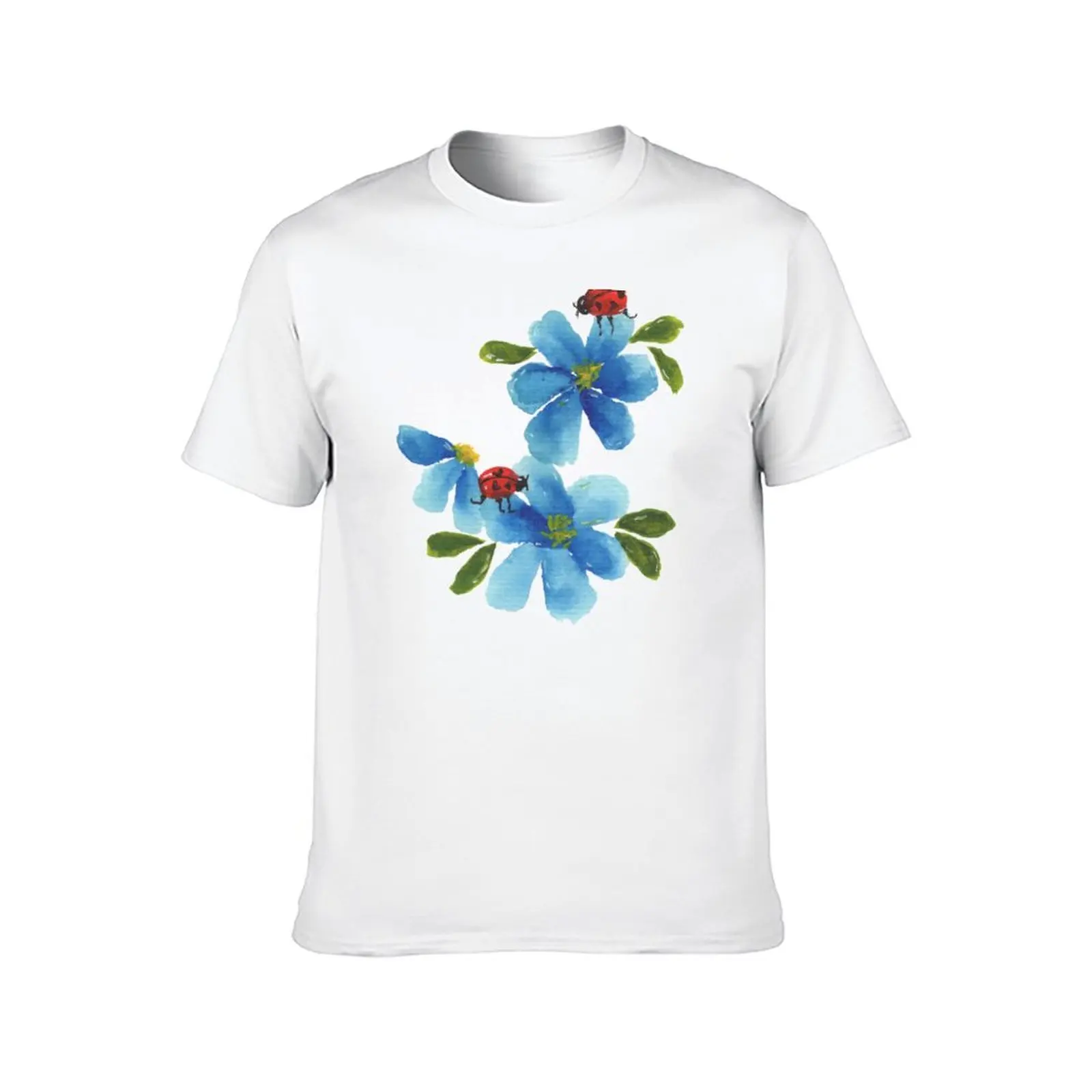 Ladybugs on Flowers T-Shirt cotton t shirts man 100% man t shirts for men T-Shirt
