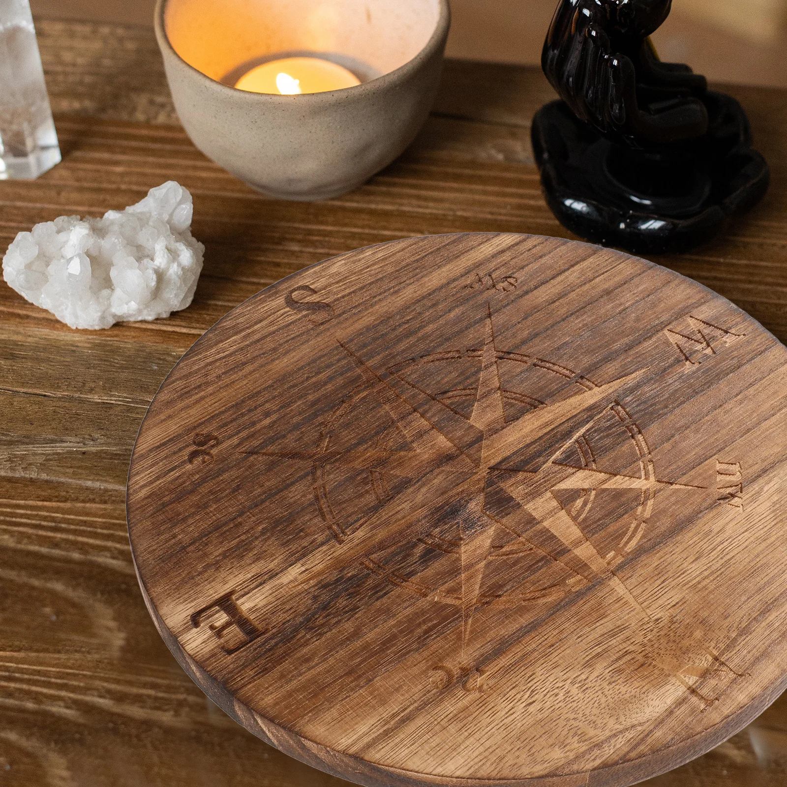 

Handcarved Wooden Wheel of The Year Plaque Home Table Decoration Versatile Use Tray Coffee Table Tray