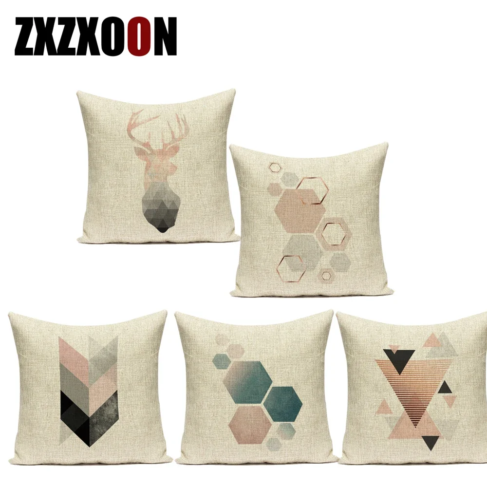 

Скандинавский стиль, розовый тропический пальмовый лист, животные, олень, геометрия, полиэстер, диван, домашний чехол для украшения гостиной