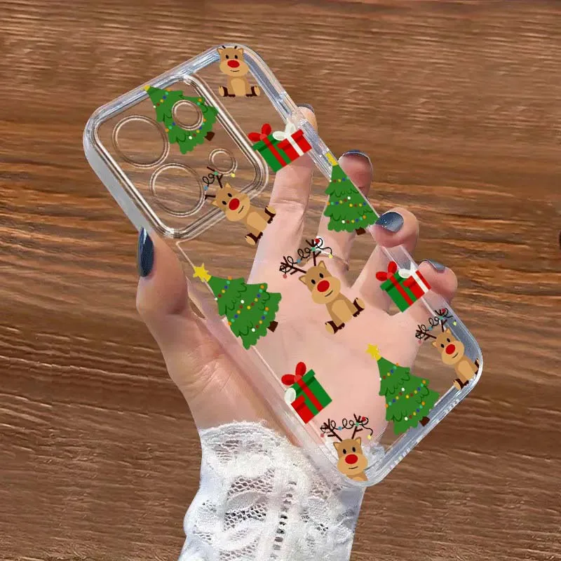 

Christmas Deer Design Art Phone Case For Xiaomi Redmi 10 11 K30 K40 K50 K60 K70 Pro Prime Plus Ultra Zoom 5G TPU Transparent