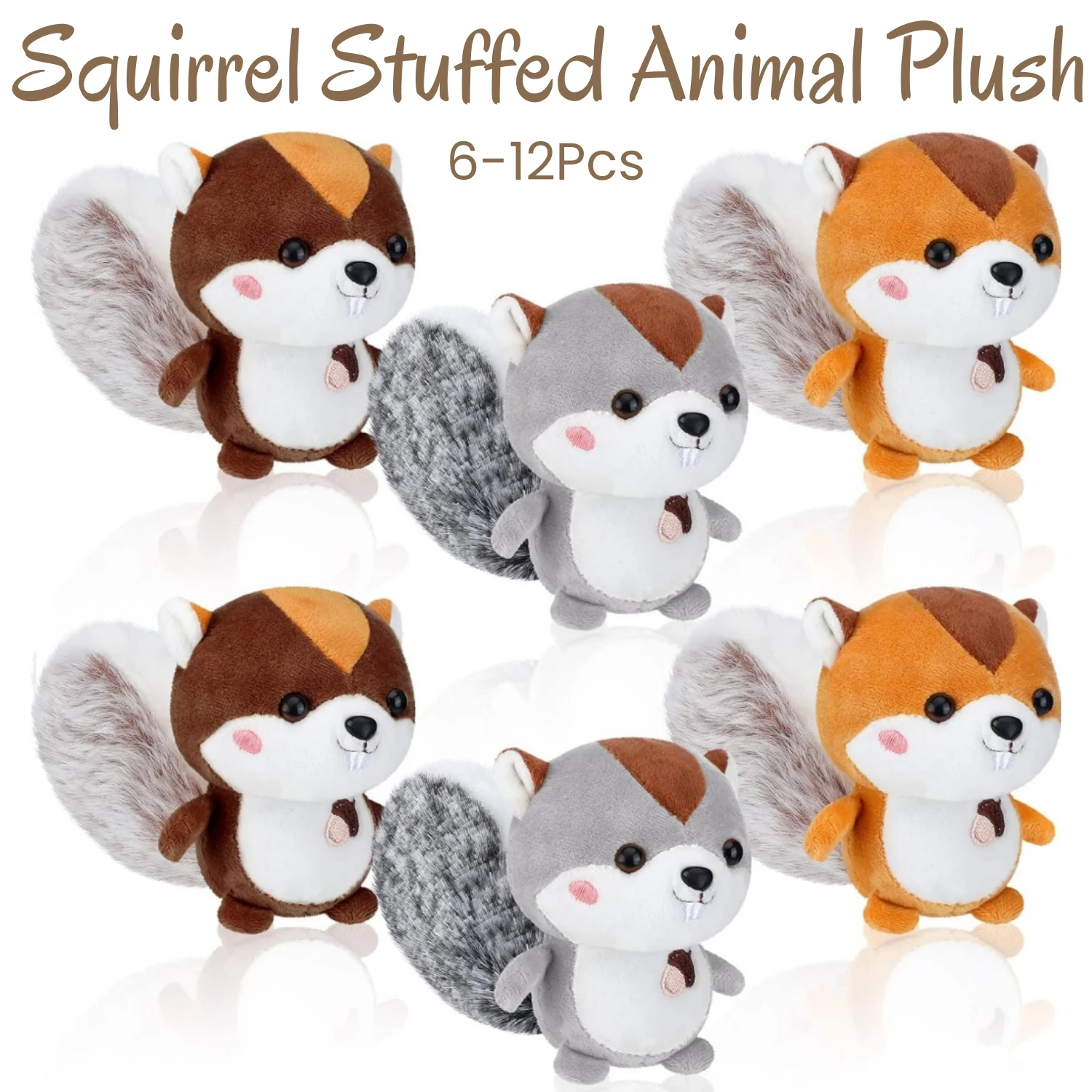

6-12Pcs Squirrel Stuffed Animal Plush 4.7Inch Small Cute Squirrel Plush Stuffed Animal Keychain for Birthday Party Baby Shower