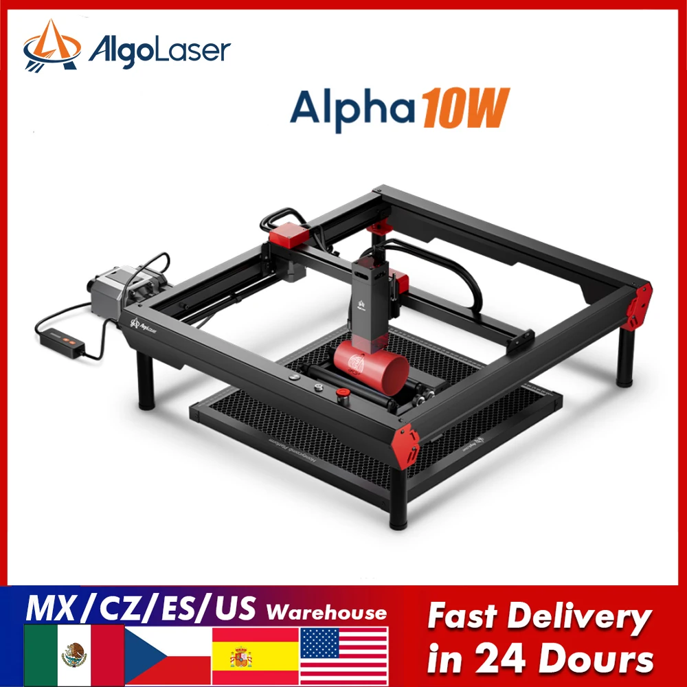 APP/WIFI AlgoLaser Laser Engraver Alpha 10W Output, 400mm/s Speed Laser Cutter with 30L Laser Air Assist 40X40/40X85MM Work Area