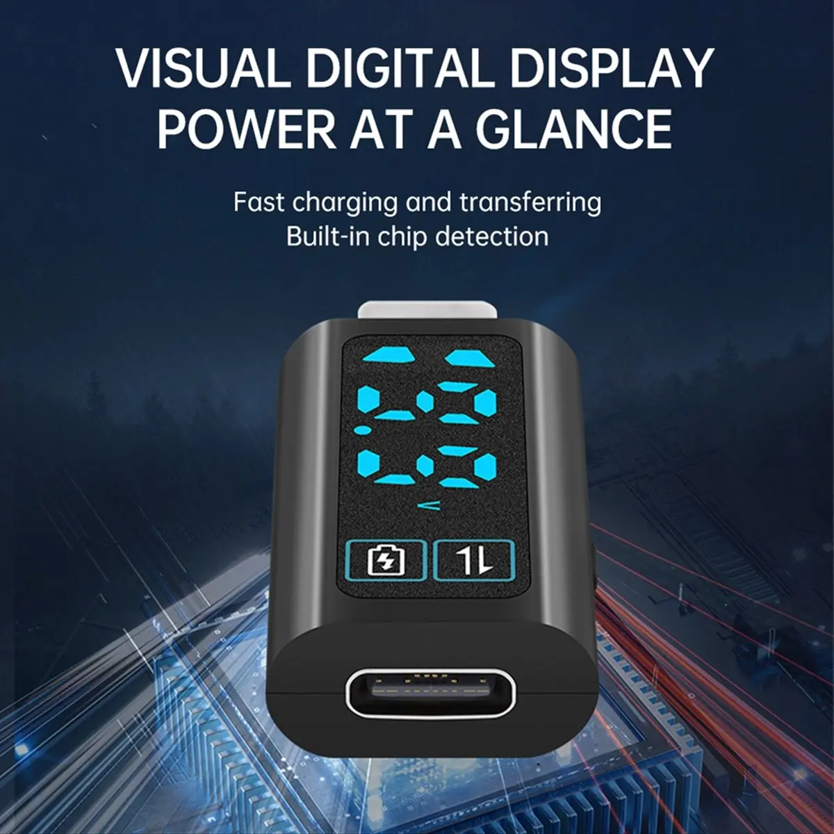 Voltage Meter Display Fast Charging Adapter Power Tester Blue Words CAA