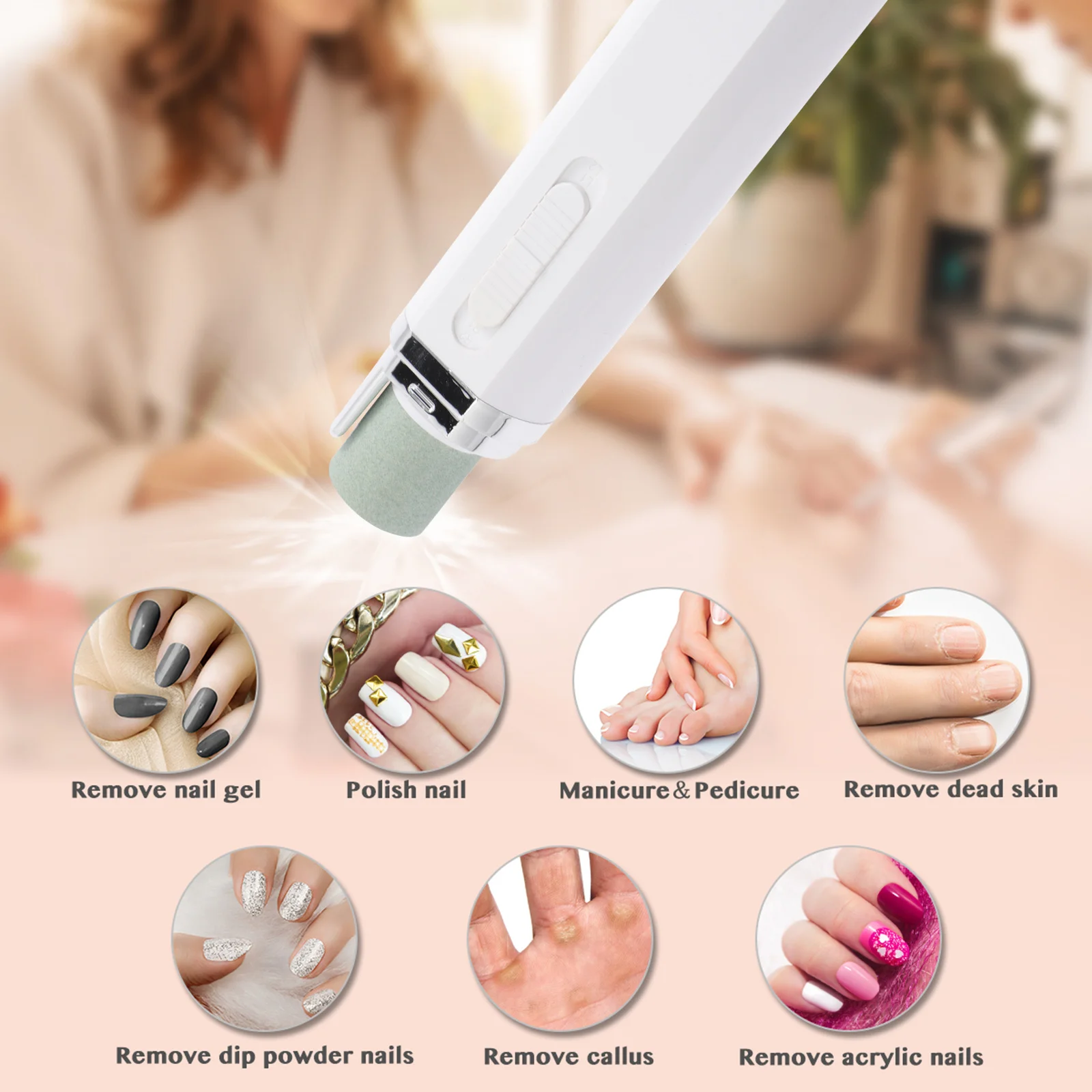 Electric Nail Drill Portable Mini Nail File For Manicure Sanding Acrylic Nails Cordless Tool Salon Supplies