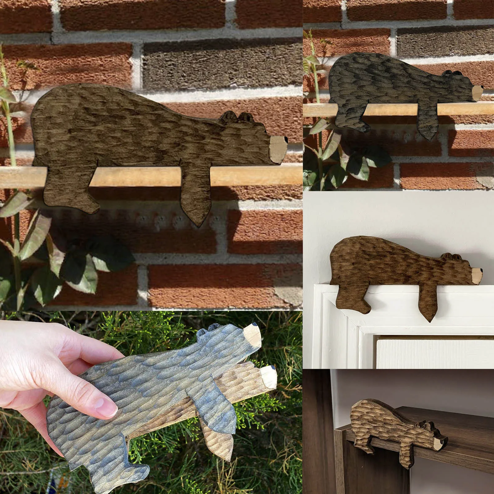 New Interesting Animal Brown Bear Room Door Top Wooden Decoration Home Creative Door Frame Decoration Ornament