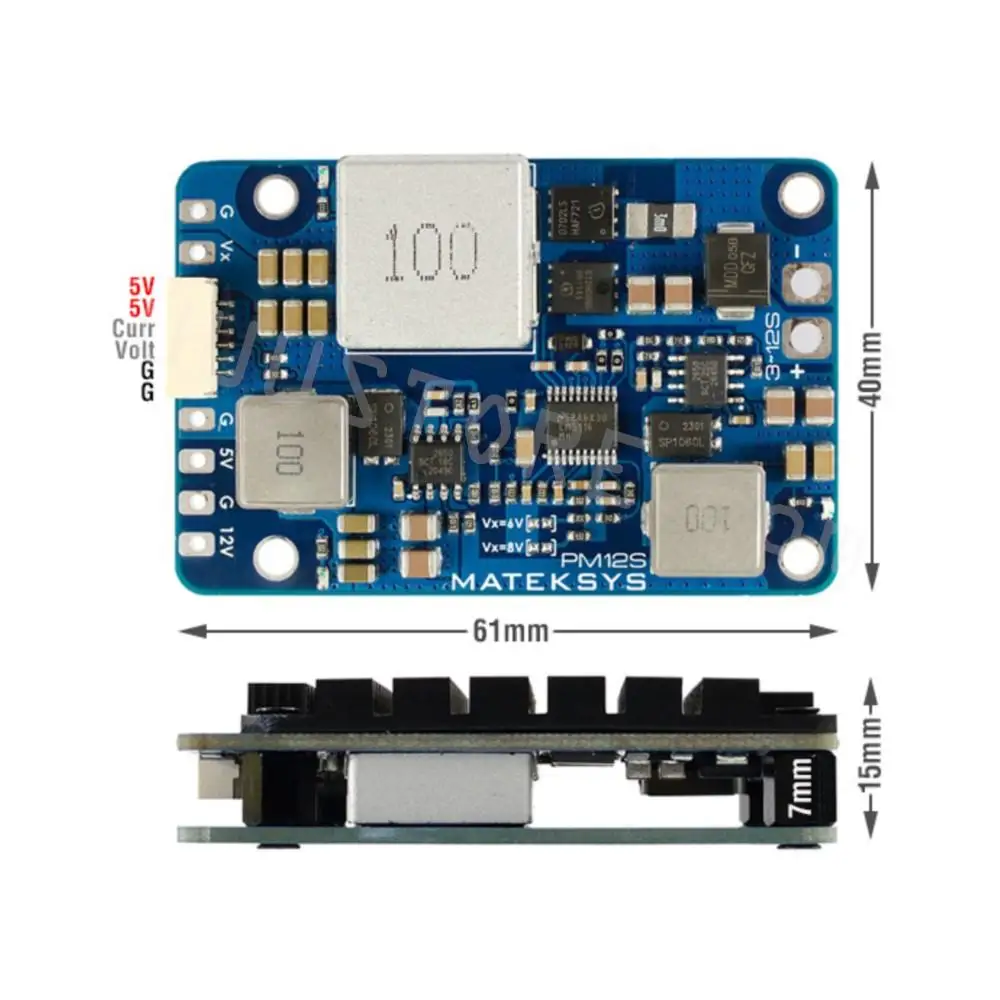 MATEK PM12S-3 Power Module 3-12S LIPO 5V 9V VX BEC with HeatSink 61X40X15mm for RC Multirotor Fixed-Wing Airplane FPV Cinelifter