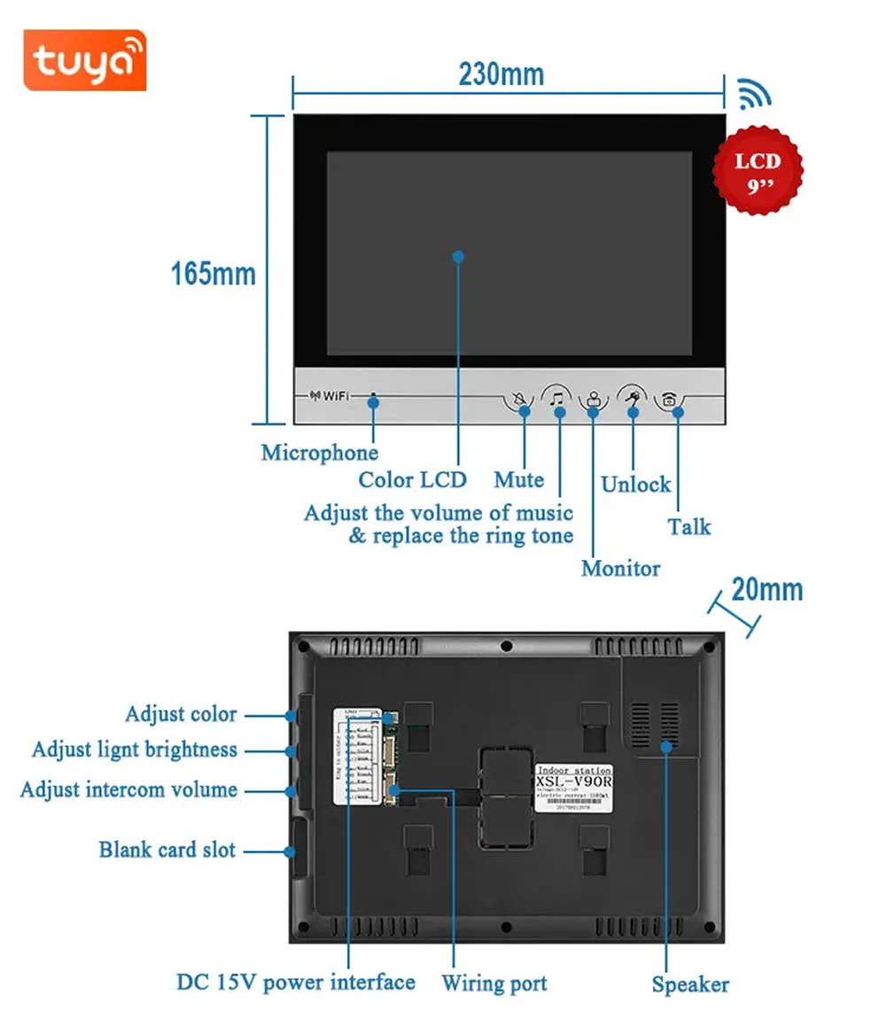 Imagem -04 - Tuya Wifi Video Door Phone Intercom System Rfid Card Unlocking Função de Controle de Acesso Wide Angle hd Câmera