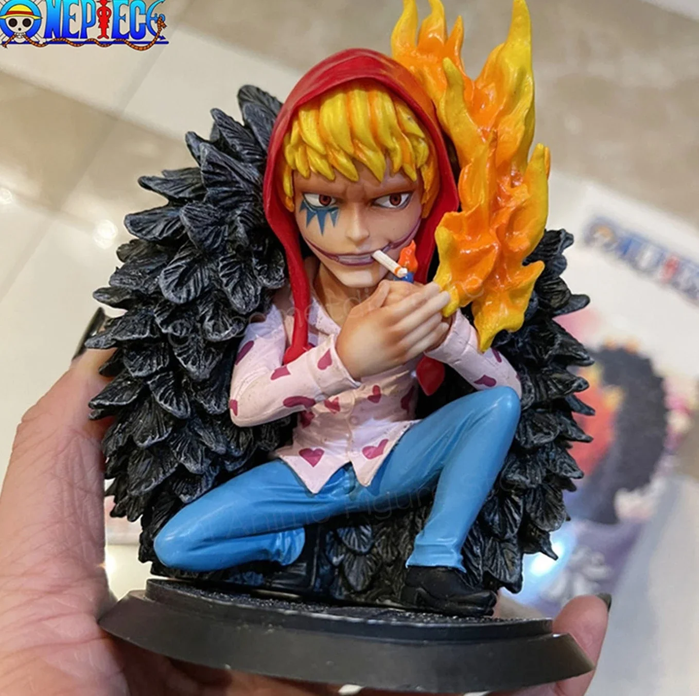 

12cm Anime One Piece Cool Corazon Figure Q Version Of Gk Qibuhai Smoking Corazon Action Figure Pvc Toys Model Collection Gift