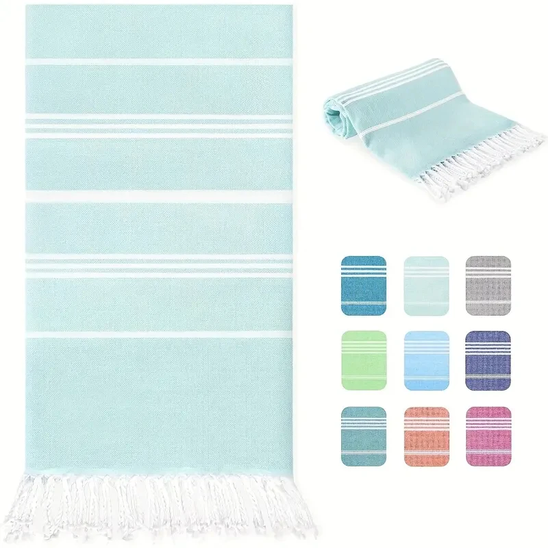 Oversized Turkish Beach Towel 100x180cm - Quick Dry & Sand Free with Tassel Design, Lightweight Essential for Travel view 3