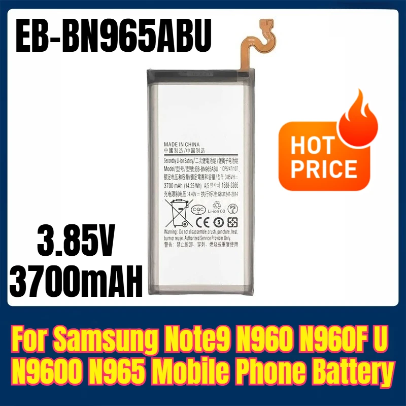 

EB-BN965ABU 3.85V 3700mAH Mobile Phone Battery for Samsung Note9 N960 N960F U N9600 N965