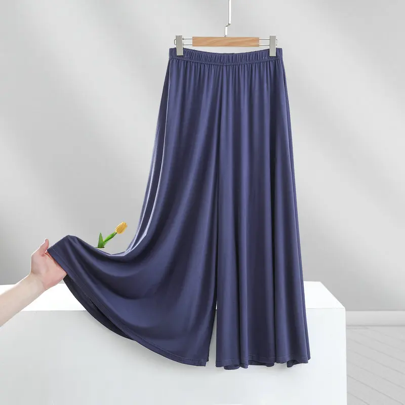 Modal Cotton High Waist Draped Pleated Wide Leg Palazzo Pants for Women Summer Plus Versatile Cooling Flared Casual Flowy Pants