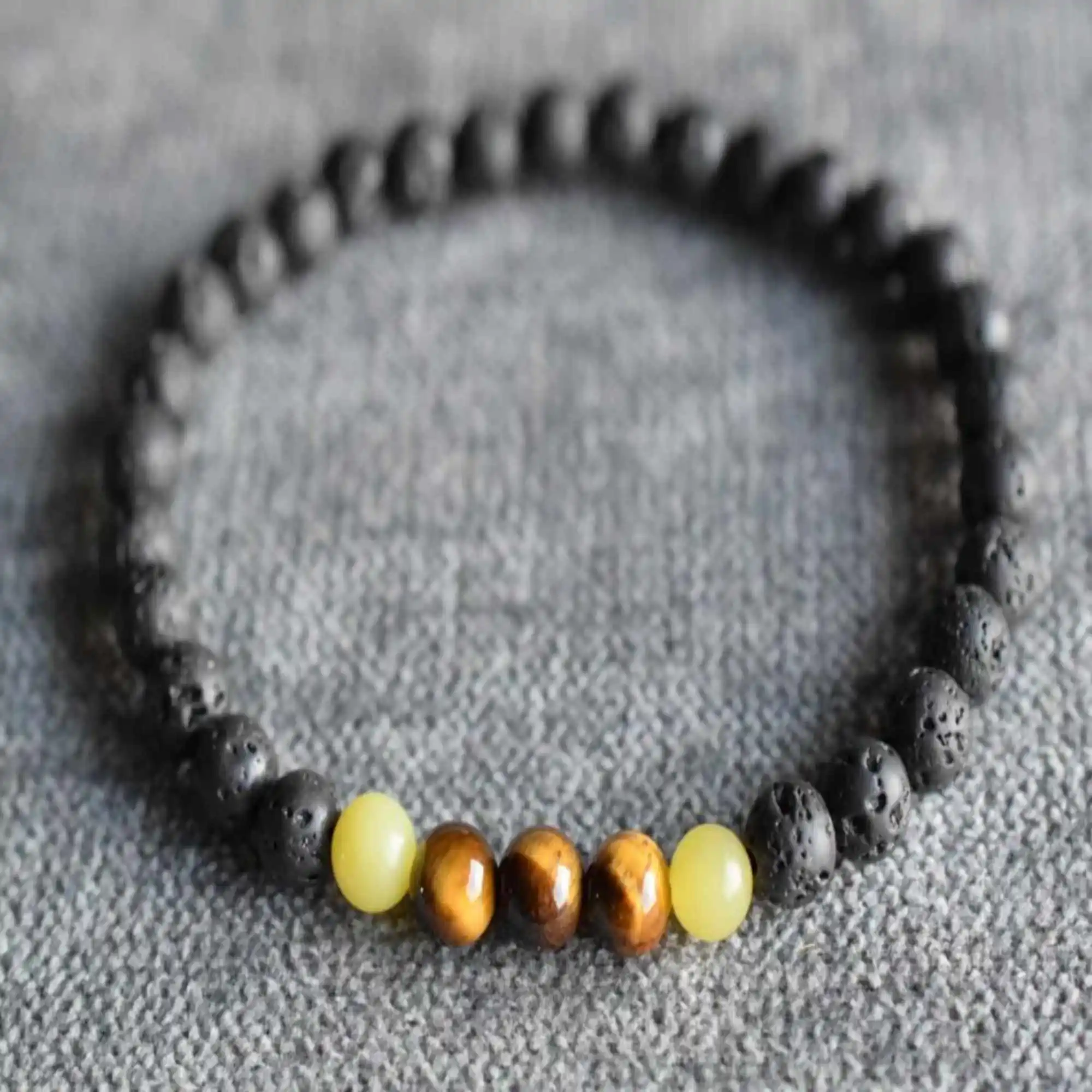 Natural 6mm black Lava lava brown Tiger's eye jade beads bracelet Classic Yoga Women Spirituality Calming Relief Beaded Prayer