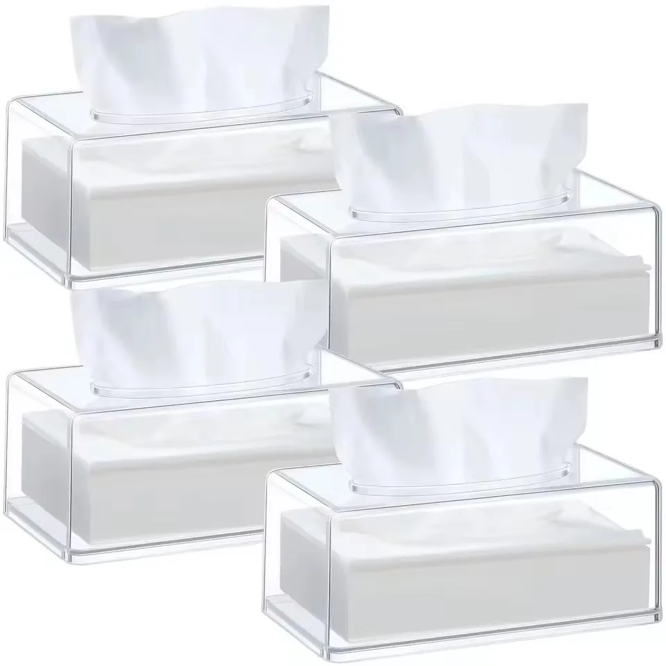 High-End Transparent Plastic Tissue Boxes Desktop Paper Box For RV Camping Vehicle Tissue Storage Box RV Interior Accessories