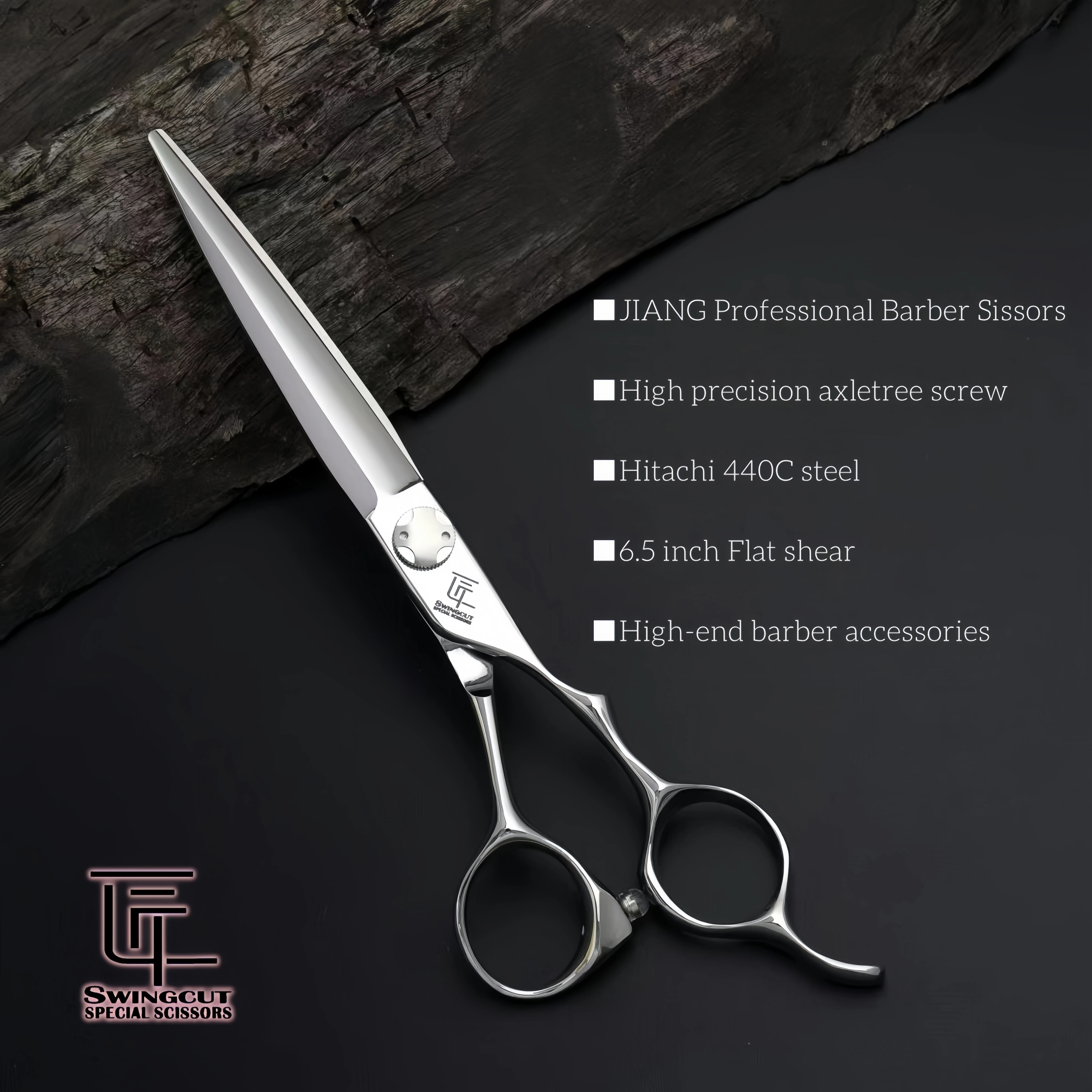 JIANG Professional hairdressing scissors，Set of 6.1-6.5-6.8 flat shears，Get a hair cut for man and woman，barber shop accessories
