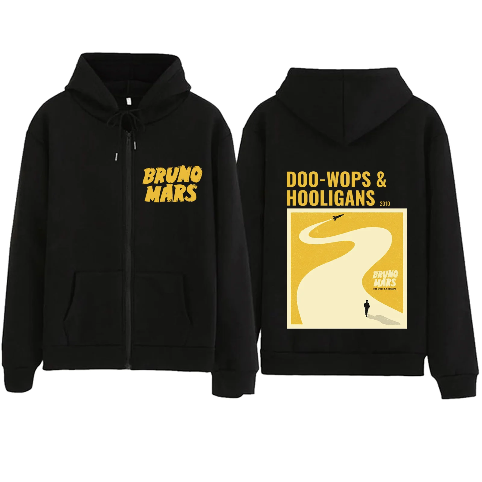 

Bruno Mars Doo-Wops & Hooligans 2024 Zipper Hoodie Harajuku Pullover Tops Streetwear Music Fans Gift V-Neck Printing Regular
