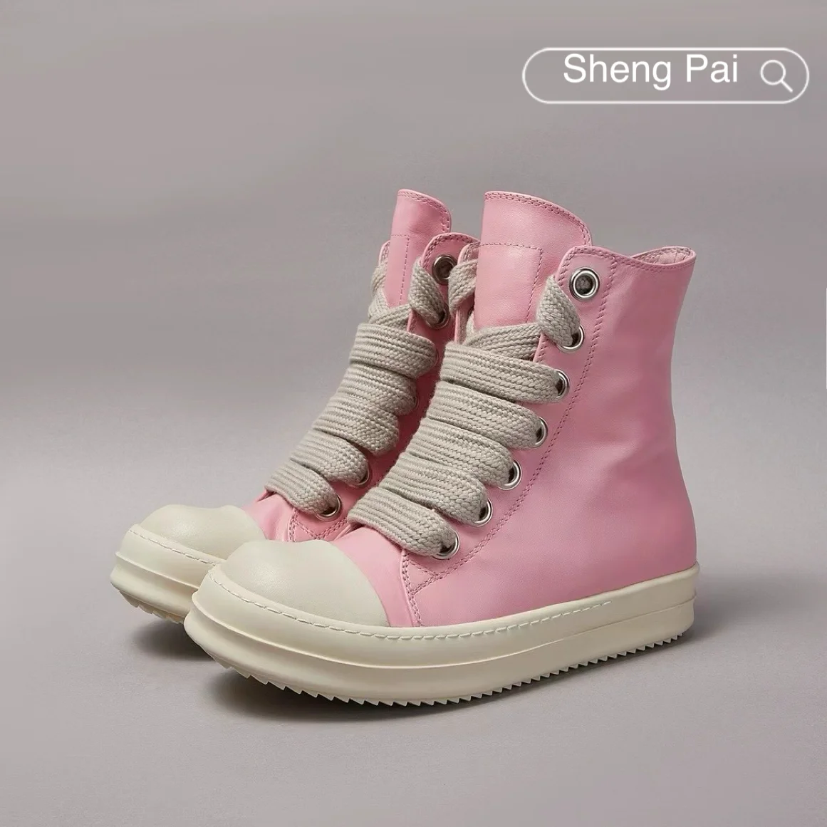 

Брендовая мужская обувь, розовая мужская повседневная обувь из коровьей кожи с высоким берцем, женские кроссовки и ботинки высокого качества с грубыми шнурками