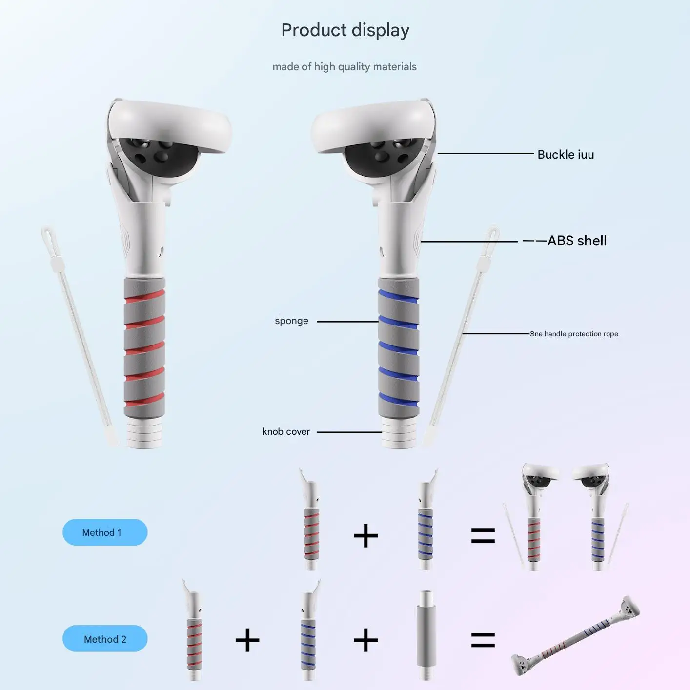 المقبض المرفقات لملحقات وحدة التحكم Quest 2/3 علامة VR مقابض الأسلحة الطويلة لـ Meta Quest3/3s Beat Saber Golf Club Baseball