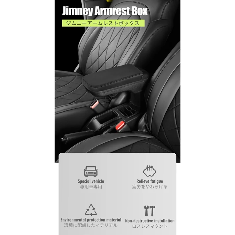 

Car Armrest Storage Box with Cup Holder Center Console Elbow Support for Suzuki Jimny JB43 JB53