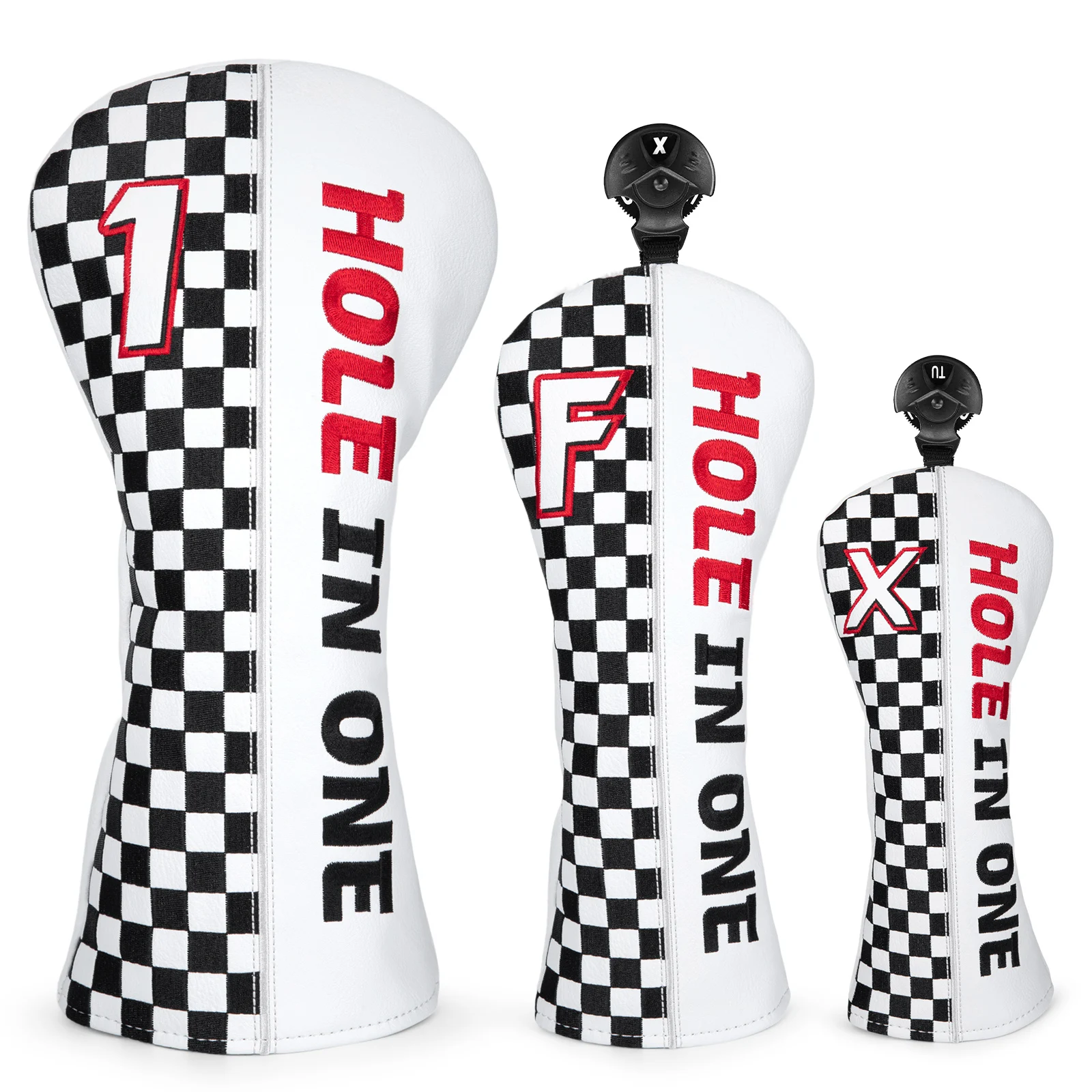 Golf Club Head Covers Premium Leather Golf Driver Fairway(FW) Wood Hybrid(UT) Covers with Number Tags, Advanced Embroidery 3 Woo