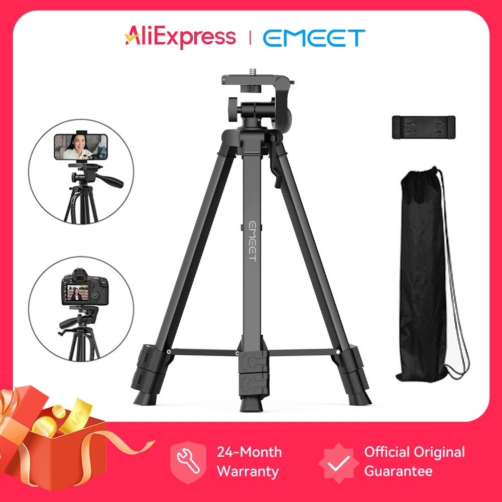 emeet-tripod-stand-adjustable-floor-mount-for-video-camera-cell-phones-360°-pan-tilt-head-foldable-lightweight-stand-for-live
