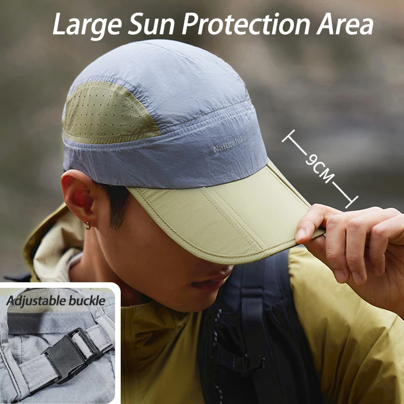 Naturehike Baseball Cap Outdoor Hiking Sun Hat UPF 50+ Ultralight Foldable Patchwork Letter Cap Summer Adjustable Breathable Hat