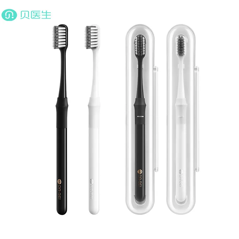 DR.BEI Doctor B Bass Method Toothbrush Better Brush Wire Couple Including Travel Box for Oral Cleaning Teeth for Couple Bamboo