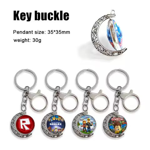 Game ROBLOX Creative Cartoon Double Sided Rotating Time Stone Keychain Student Backpack Keychain Game Pendant Decorative Gifts