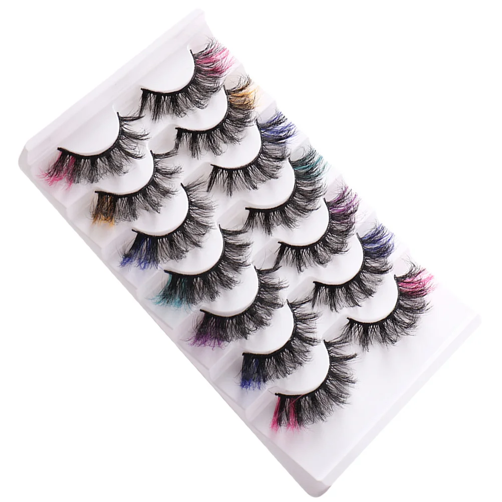 

7Pairs Curly Colored Lash Extensions Women's Fashion Makeup Lashes for Stage Performance Party Wedding Comfortable Wear Cluster