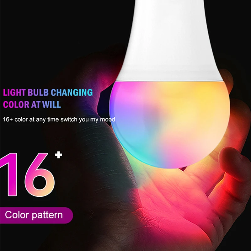 หลอดไฟ LED หลากสีควบคุมระยะไกลหลอดไฟ RGB เปลี่ยนสีลูกโลก E27สกรูปากในร่มลดแสง lampu tidur ขนาดเล็ก