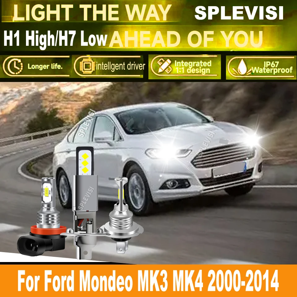 

H1 H7 H11 LED 6000K Headlight Fog Lamp High Performance Legal On Road Use For Ford Mondeo MK3 MK4 2000 2001 2002 2003 2004-2014