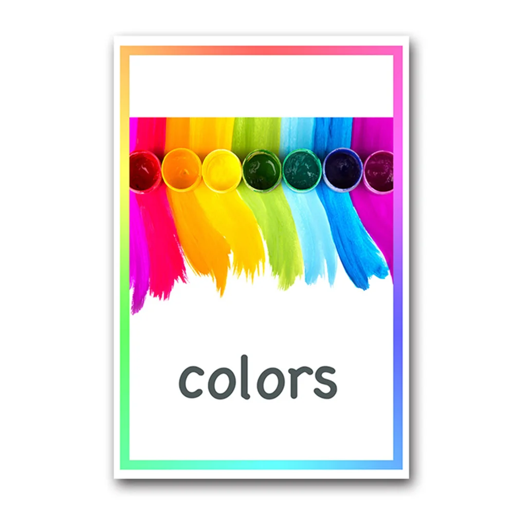 English Words Flash Cards Colorful Waterproof For Kids Memory Matching Game Learning Early Educational Puzzle Cognitive