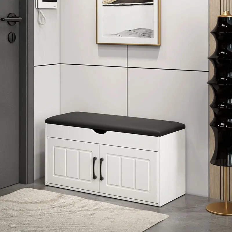 

Shoe changing stool can be sat at the door of the home, shoe cabinet, stool integrated into the home, modern shoe rack type soft