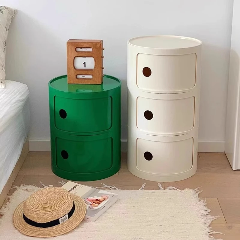

Современная скандинавская круглая прикроватная тумбочка из скандинавского пластика, прикроватная тумбочка для спальни, небольшой боковой столик, тумбочка, шкафчик для хранения, дом