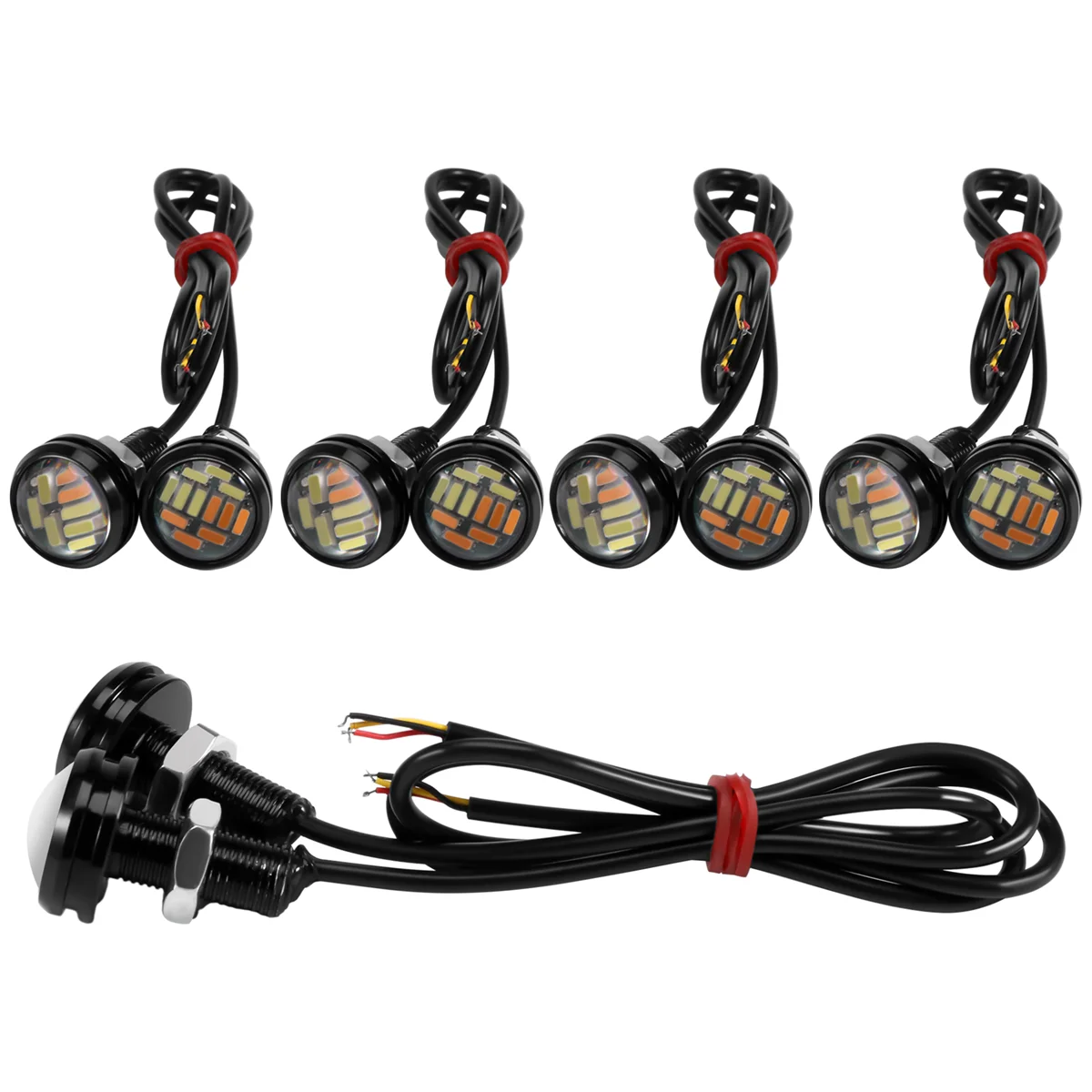 

10 шт. 12 в 23 мм двухцветный переключатель 4014 Smd 12 светодиодов Drl орлиный глаз дневные фонари заднего хода для двигателя автомобиля