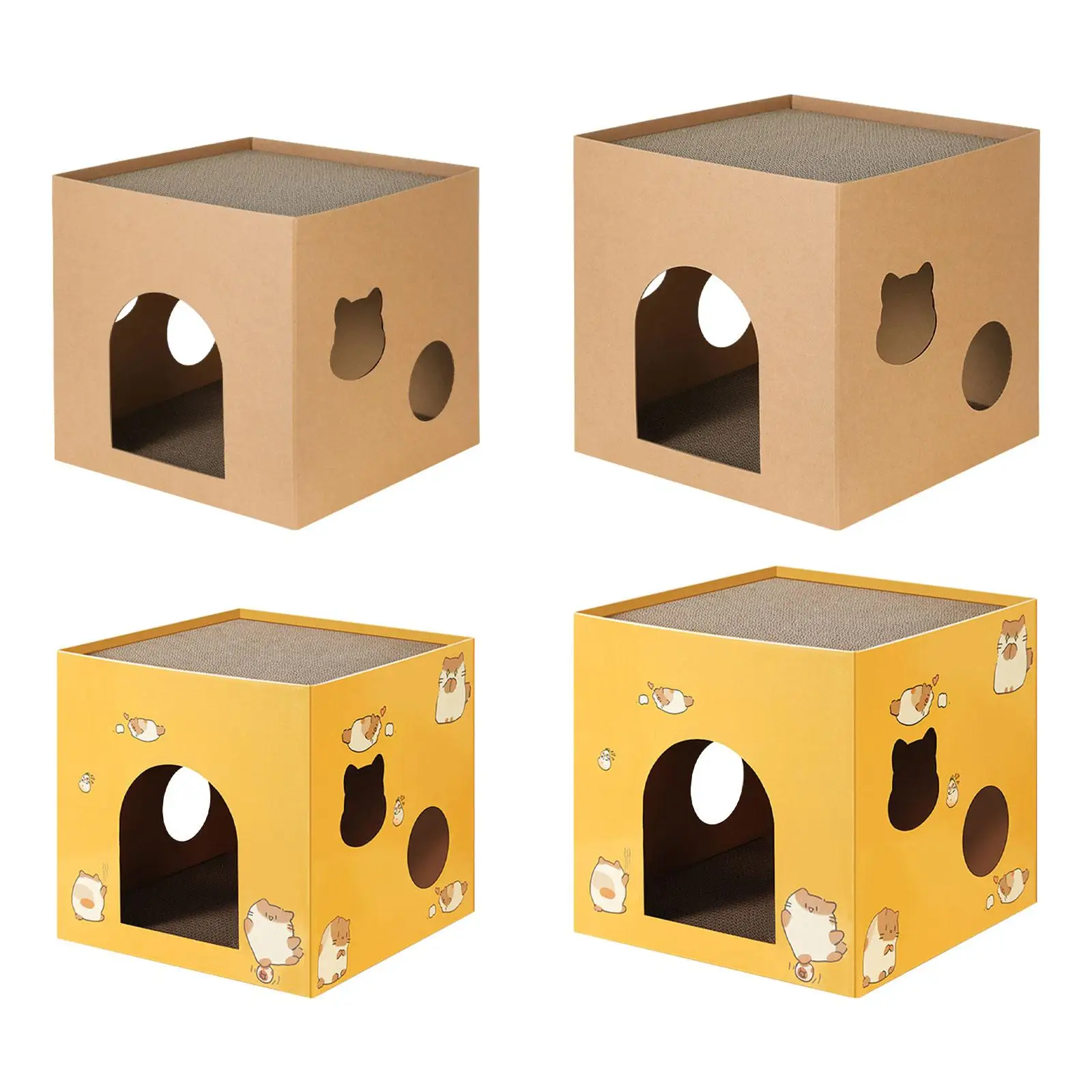 

Cat Cardboard House Cat Box Cats Bed with Scratch Pads Corrugated Cardboard Bed Cat House Scratching Board for Bunny Rabbit