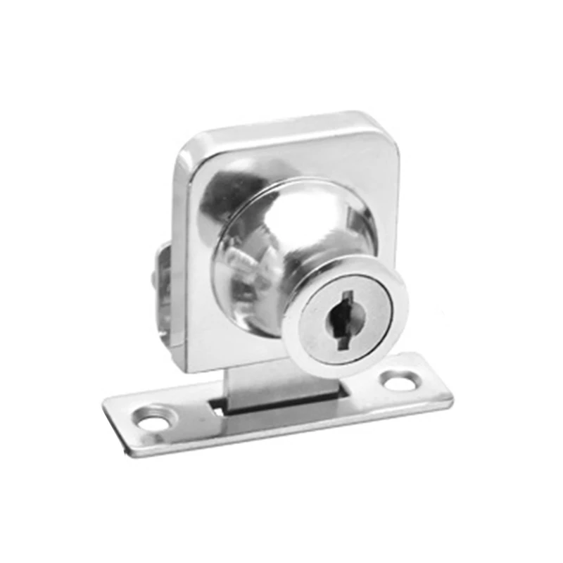 Zinc Alloy Lock for Cabinets and Showcases with Single/Double Swinging Glass Doors and 2 Keys for Extra Protection