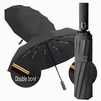 Paraguas Plegable Automático Negro de 12 Varillas – Resistente y UV