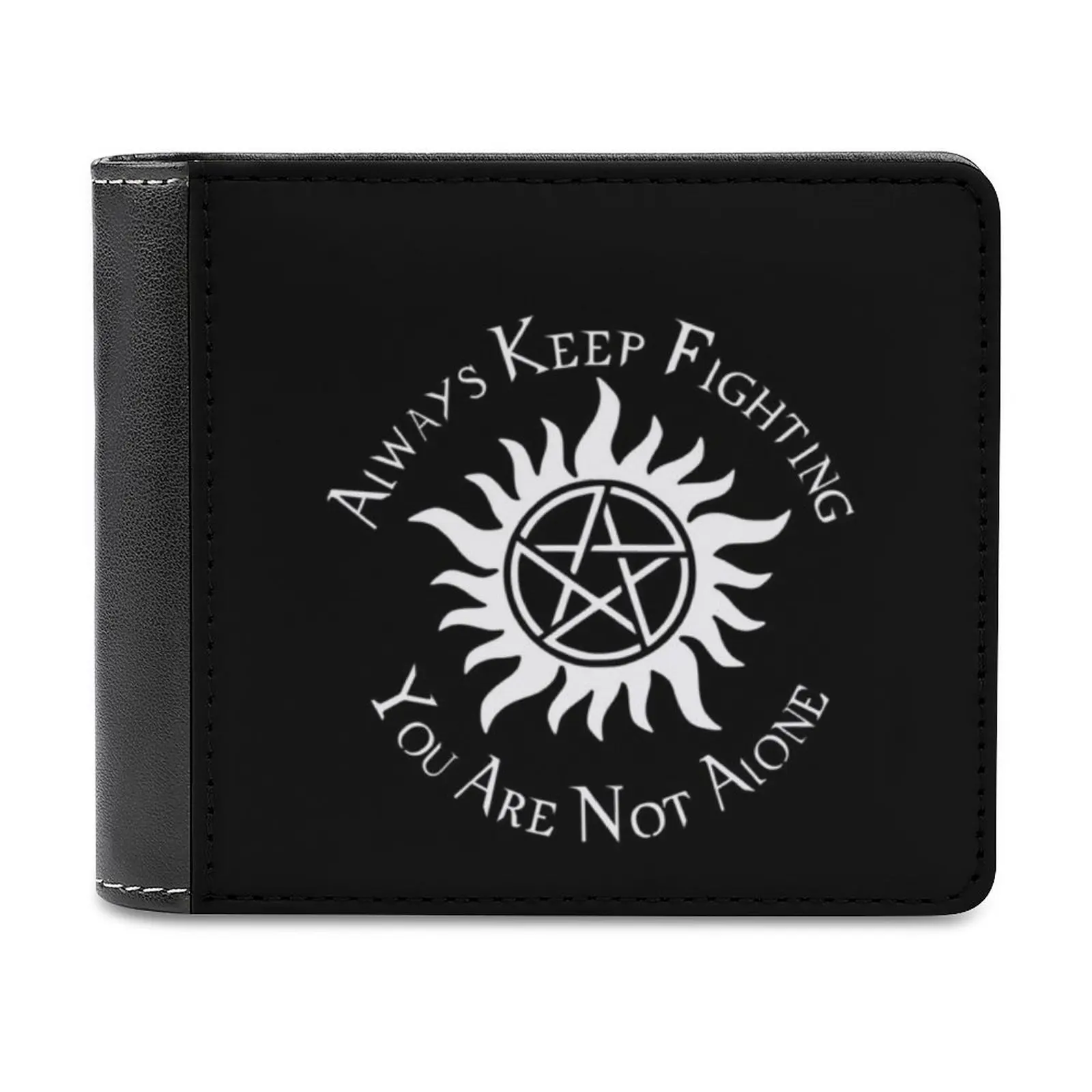 Supernatural Not V2.0 Leather Wallet Men Classic Black Purse Credit Card Holder Fashion Men'S Wallet Supernatural Spn Yana You