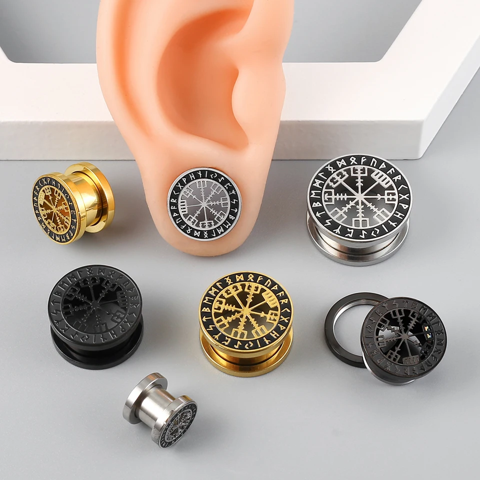 Lot De 2 Tunnels De Bouchons D'Oreille 2 En 1 Acier Inoxydable - Style Punk 2-20mm