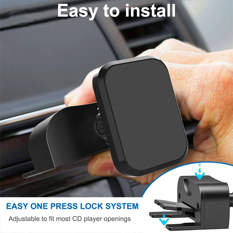 

Магнитное автомобильное крепление для компакт-дисков для автомобильного CD-плеера, автомобильный держатель для телефона со слотом для компакт-дисков со встроенными 6-сильными магнитами для iPhone Samsung