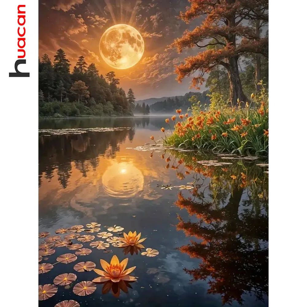 Huacan Sonnenuntergang Landschaft Diamant Malerei Kits handgemachte Leinwand Herbst Winter Jahreszeiten Home Dekoration DIY Geschenk