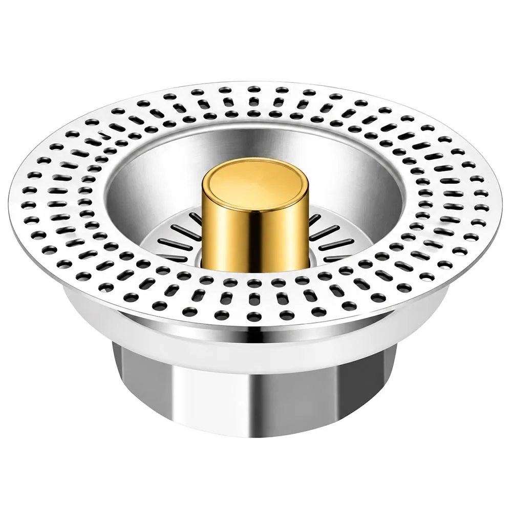 Stainless Steel Kitchen Sink Drain Strainer Anti-Odor Anti-Insect Drain Filter Basket Bounce Core Anti-Clog Sink Strainer