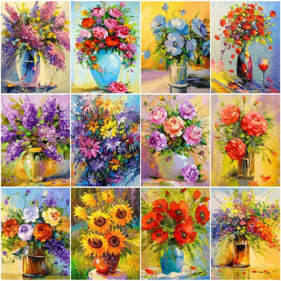 

RUOPOTY Paintings For Painting By Numbers Flowers Diy Crafts Canvas Art Painting Pictures By Numbers Picture Drawing Home Decor